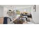 Spacious living area with modern decor, including rustic coffee tables and a comfy seating arrangement at 5242 Columbine Ln, Denver, CO 80221