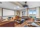 Home theater features a large screen, leather seating, and a window with a view at 5540 Horseshoe Trl, Sedalia, CO 80135