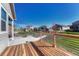 Wood deck with backyard view of the neighborhood at 42396 Glen Abbey Dr, Elizabeth, CO 80107