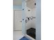Bathroom featuring glass-enclosed shower with dark stone tile floor at 1315 W 141St Cir, Westminster, CO 80023