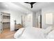 Comfortable bedroom featuring a closet, stylish decor, and hardwood floors at 417 N Madison St, Denver, CO 80206