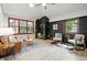 Comfortable living room featuring a modern fireplace, natural light, and stylish furnishings at 6874 S Detroit Cir, Centennial, CO 80122