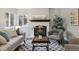 Cozy living room featuring a white painted fireplace, large windows, and comfortable seating at 6425 Nassau Ct, Highlands Ranch, CO 80130