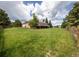 Well-maintained backyard with lush green grass, mature trees, and partial fencing at 1660 Old Antlers Way, Monument, CO 80132