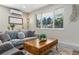 Bright living room with a large window offering a mountain view, wood floors, and stylish decor at 1120 Hartford Dr, Boulder, CO 80305