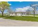 Charming white home exterior with front patio seating area and well-maintained lawn at 19810 County Road 1, Berthoud, CO 80513