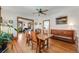The dining area features hardwood floors and is open to other rooms, creating a spacious feel at 3361 W 29Th Ave, Denver, CO 80211