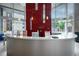 The reception area features contemporary design and a brightly lit desk at 1700 Bassett St # 1119, Denver, CO 80202