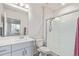Bathroom featuring a sink, toilet, and glass-enclosed shower for a clean, modern look at 1918 W 165Th Way, Broomfield, CO 80023