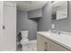 Neutral bathroom with a walk-in shower, toilet, and sink at 1671 S Idalia Cir # D, Aurora, CO 80017