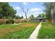 Fully fenced backyard with green space, mature trees, and a detached garage at 1941 Alton St, Aurora, CO 80010