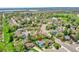 Scenic aerial view of a suburban neighborhood with lush greenery, mature trees, and a tranquil lake in the background at 4734 S Garland St, Littleton, CO 80123