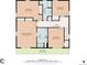Second level floorplan displaying the layout of the primary bedroom, bedrooms, bathroom, hall, and balcony at 6660 E Floyd Ave, Denver, CO 80224