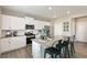 Modern kitchen with white cabinets, stainless steel appliances, a center island, and bar stool seating at 3193 Belleville Ridge Rd, Elizabeth, CO 80107