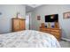 Bedroom with built-in cabinets and dressers provides lots of storage space and charm at 4767 S Odessa St, Centennial, CO 80015