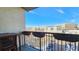 Balcony view showcasing city skyline with decorative planters on railing at 410 Acoma St # 605, Denver, CO 80204