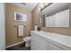 Clean bathroom with updated vanity and a shower/tub combo at 2776 Savage Rd, Elizabeth, CO 80107