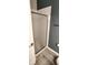 Bathroom featuring updated glass shower doors and modern gray painted walls at 7355 S Alkire St # 203, Littleton, CO 80127
