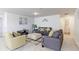 Comfortable living room features grey sofas, patterned rug, and artwork at 2065 E 150Th Pl, Thornton, CO 80602