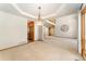 Open concept dining space with decorative light fixture and adjoins kitchen and living space at 3933 W 102Nd Ave, Westminster, CO 80031