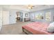 Main bedroom featuring a fireplace, lounge area, carpet flooring, a ceiling fan, and plenty of natural light at 23453 Painted Hills St, Parker, CO 80138