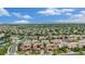 Aerial view of a neighborhood featuring well-maintained homes, trees and a view of the mountains at 9487 Winding Hill Way, Lone Tree, CO 80124