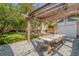 Backyard featuring a pergola-covered dining area and artificial turf at 650 Saint Paul St, Denver, CO 80206