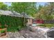 Backyard featuring a patio area with a fire pit and lush greenery at 650 Saint Paul St, Denver, CO 80206