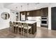 Modern kitchen featuring a central island with seating, sleek cabinetry, and stainless steel appliances at 4200 W 17Th Ave # 53, Denver, CO 80204