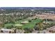 Aerial view showcasing the community's expansive green spaces with baseball and soccer fields at 5432 S Dayton Ct, Greenwood Village, CO 80111
