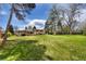 Expansive backyard with lush lawn, mature trees, and views of the home's exterior at 5503 W Colorado Ave, Lakewood, CO 80232
