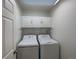 Bright laundry room with white cabinets and washer and dryer included at 445 Tumbleweed Dr, Brighton, CO 80601