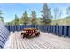 Mountain cabin deck featuring a picnic table and scenic views of the surrounding trees at 6365 Highway 9, Breckenridge, CO 80424