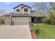 Charming two-story home featuring a two-car garage, well-manicured lawn, and beautiful curb appeal at 17522 E Dewberry Dr, Parker, CO 80134