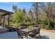 Backyard patio features a dining table and chairs with mature landscaping at 2435 Creighton Dr, Golden, CO 80401