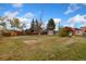 Expansive backyard with mature trees and a mix of grassy and bare areas at 109 S Fulton Ave, Fort Lupton, CO 80621