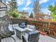 Charming backyard featuring a cozy deck with outdoor seating, perfect for relaxation and entertaining at 3529 S Telluride Cir # D, Aurora, CO 80013