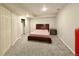 Finished basement bedroom with carpet, bed, closet, and recessed lighting at 25206 E Lake Dr, Aurora, CO 80016