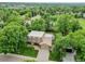 An aerial view showcases the property, mature trees, and surrounding neighborhood at 6359 S Locust Way, Centennial, CO 80111