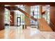 Elegant marble staircase featuring glass railings and modern lighting fixtures at 1133 14Th St # 1820, Denver, CO 80202