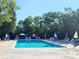 Enjoy this community pool surrounded by mature trees and comfortable lounge chairs, perfect for relaxing at 7624 S Cove Cir, Centennial, CO 80122