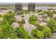 Expansive aerial view of the community, highlighting its lush surroundings and city views at 2840 S Kenton Ct, Aurora, CO 80014