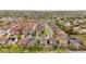 Aerial view of neighborhood with many houses and green spaces and mountains in the background at 15960 W 62Nd Dr, Arvada, CO 80403