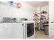 Bright laundry area with new appliances and added shelving for extra storage of laundry and pantry items at 3505 Dinosaur St, Castle Rock, CO 80109