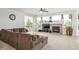 Comfortable living room features a fireplace, media center, plush sectional sofa, and large windows at 1335 Galactic Pl, Castle Rock, CO 80108