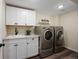 Convenient laundry room with washer, dryer, and cabinets at 6765 Tabor St, Arvada, CO 80004