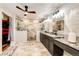 Modern bathroom with double vanity, granite countertops, and a spacious walk-in shower at 8788 E Tanglewood Rd, Franktown, CO 80116