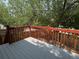 Back deck with wooden railings overlooking fenced backyard at 4316 N Malta St, Denver, CO 80249