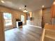 Spacious kitchen features light gray wood flooring, built-in cabinets, and a vintage-style stove at 1520 Virginia St, Idaho Springs, CO 80452
