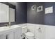 Elegant powder room with wainscoting, and modern fixtures at 8803 Antero Ct, Arvada, CO 80007